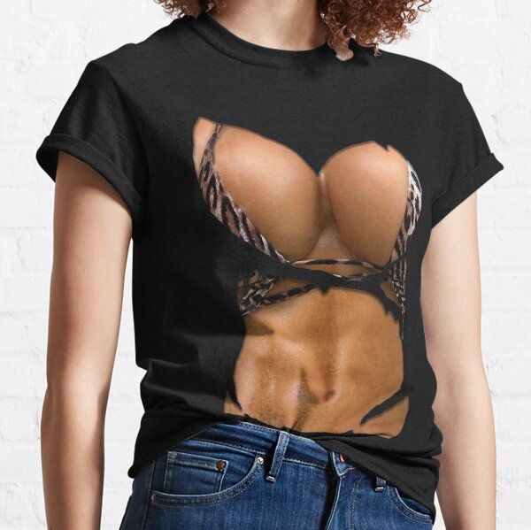 Big Boobs Sexy Stomach Six Pack Abs Bikini Model - Boobs - Long Sleeve T- Shirt