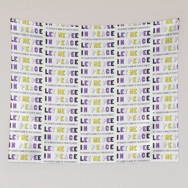 Item preview, Let Me Pee In Peace + Tag Line - Nonbinary Flag designed and sold by myqueercloset.
