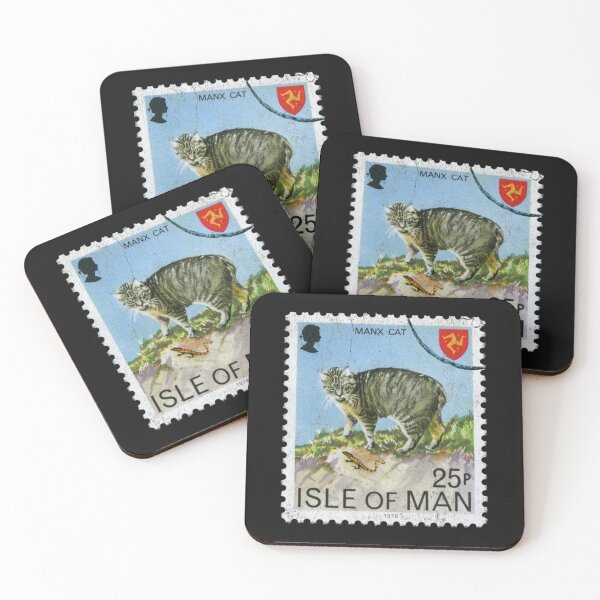 Item preview, Manx Cat Isle Of Man Postage Stamp Blue designed and sold by curledup-cat.