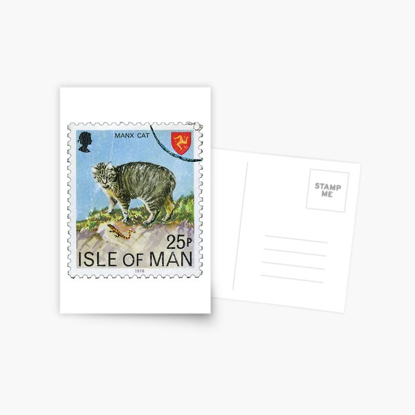 Item preview, Manx Cat Isle Of Man Postage Stamp Blue designed and sold by curledup-cat.