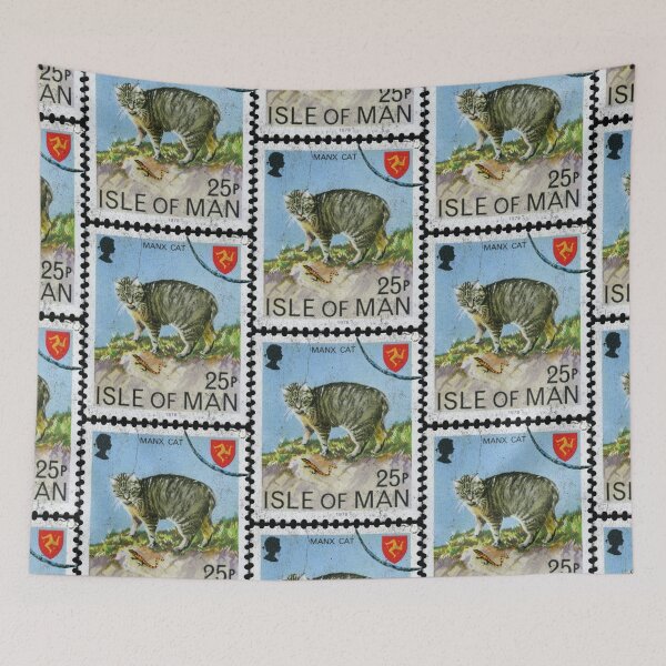 Item preview, Manx Cat Isle Of Man Postage Stamp Blue designed and sold by curledup-cat.