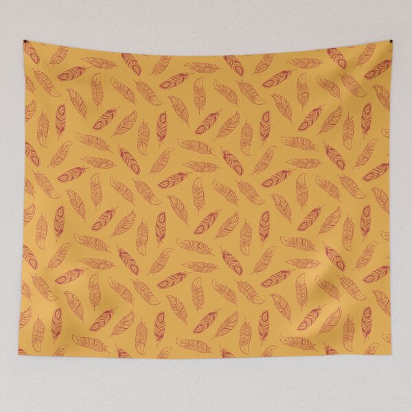 Item preview, Bird Feathers seamless Pattern - Mustard Yellow designed and sold by AanmahStore.