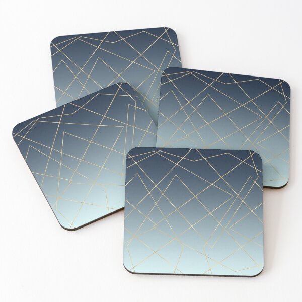 Item preview, Geometric Gold Lines Blue Gradient Design designed and sold by NdesignTrend.