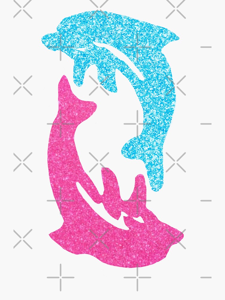 Pink And Blue Glitter Dolphins Sticker For Sale By Evaschilling Redbubble 7756