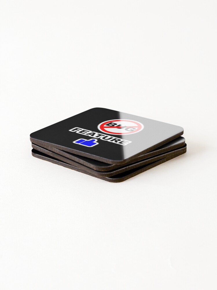 Thumbnail 4 of 5, Coasters (Set of 4), Not a Bug, Feature, Software Bugs, Software Testing, Software Engineer, Computer Science, Programming Humor, Dark designed and sold by Max-Wear.