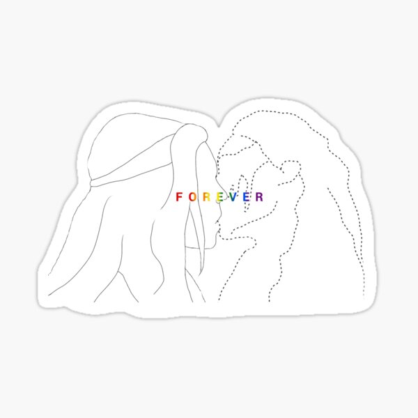 Clexa kiss ,inscription "forever" with the colour of LGBT flag :) Sticker