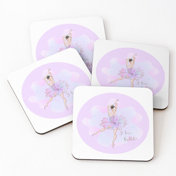 Aperçu de l'œuvre I Love Ballet Ballerine dansante rose et violette créée et vendue par PrairieRidgeDesigns.