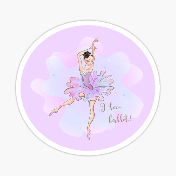 Item preview, I Love Ballet Pink & Purple Dancing Ballerina designed and sold by PrairieRidgeDesigns.