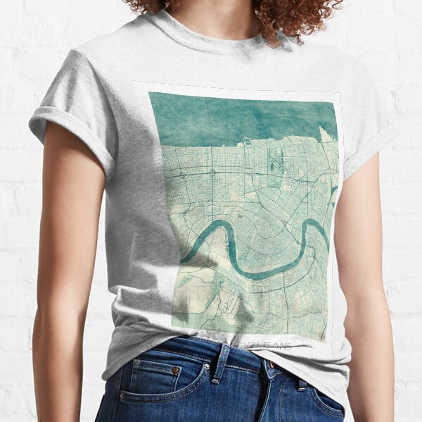 New Orleans Map Blue Vintage Classic T-Shirt