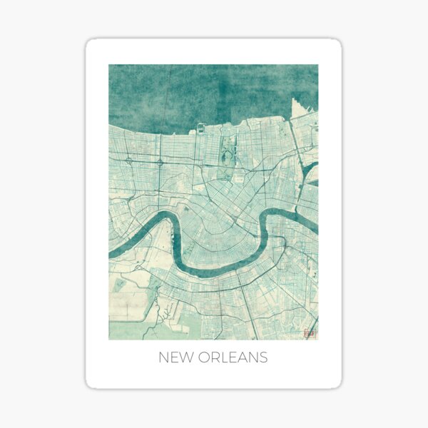 New Orleans Map Blue Vintage Sticker