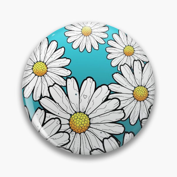Item preview, daisy pattern on gradient turquoise blue background designed and sold by weilertsen.