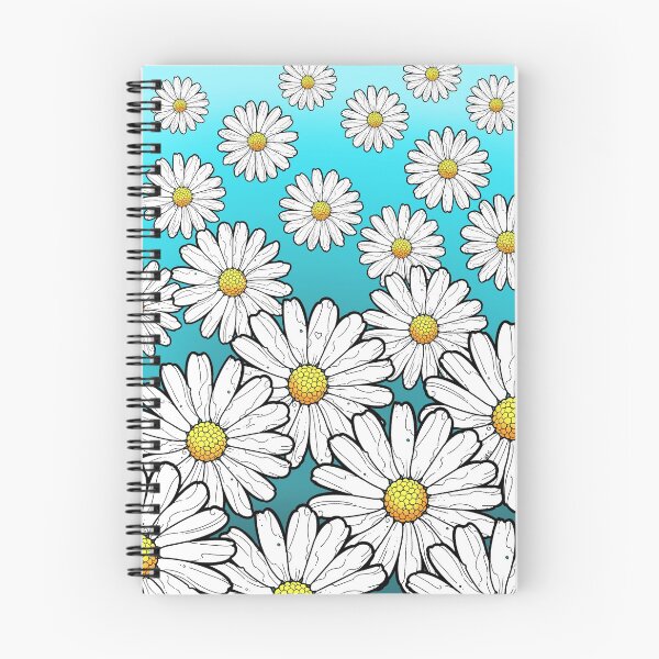 Item preview, daisy pattern on gradient turquoise blue background designed and sold by weilertsen.