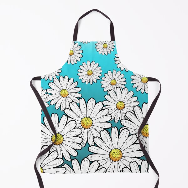 Item preview, daisy pattern on gradient turquoise blue background designed and sold by weilertsen.