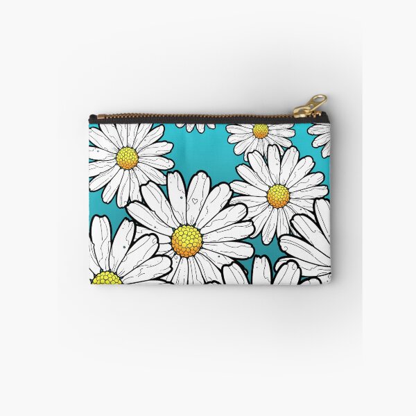 Item preview, daisy pattern on gradient turquoise blue background designed and sold by weilertsen.