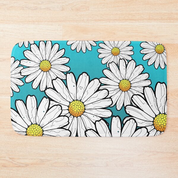 Item preview, daisy pattern on gradient turquoise blue background designed and sold by weilertsen.