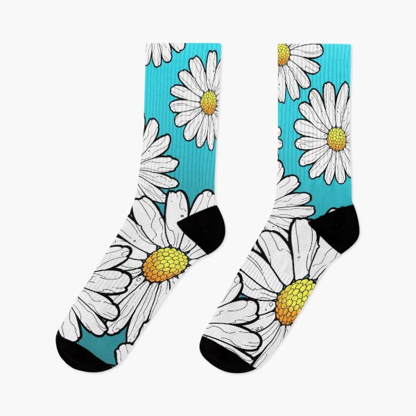 Item preview, daisy pattern on gradient turquoise blue background designed and sold by weilertsen.