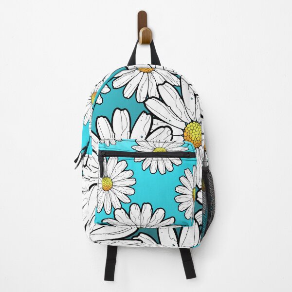Item preview, daisy pattern on gradient turquoise blue background designed and sold by weilertsen.