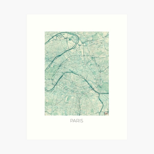 Item preview, Paris Map Blue Vintage designed and sold by HubertRoguski.