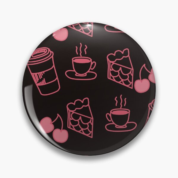 Item preview, Patrón de pastel de café y cereza en coral y negro designed and sold by LavenderMint.