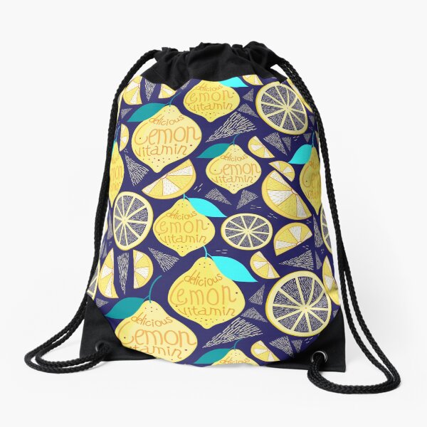 Bright pattern of lemons Drawstring Bag