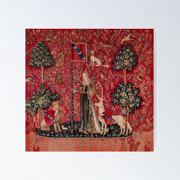 Item preview, Lady and Unicorn Medieval Tapestry Five Senses - Touch designed and sold by VintageArchive.