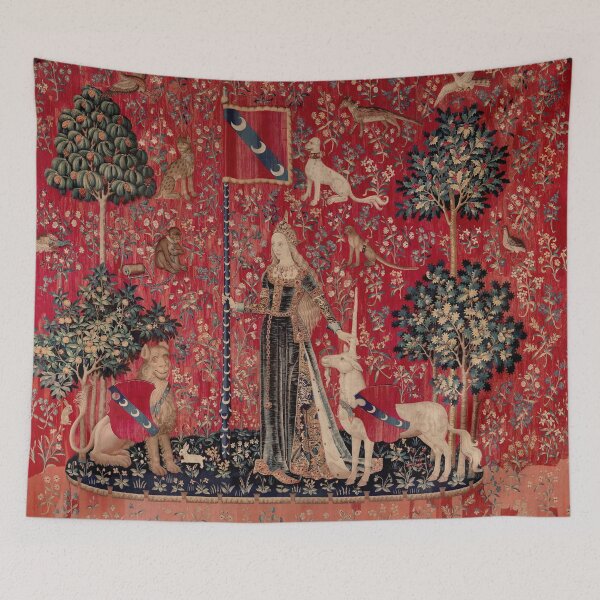 Item preview, Lady and Unicorn Medieval Tapestry Five Senses - Touch designed and sold by VintageArchive.