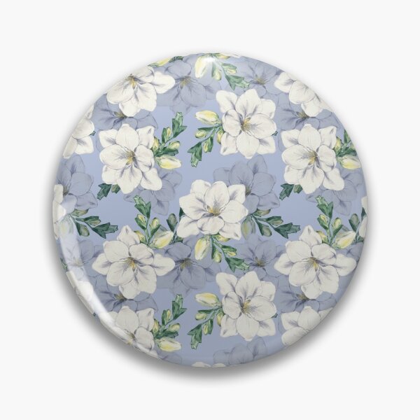 Item preview, White and Blue Botanical Flowers Pattern  designed and sold by KayahD.