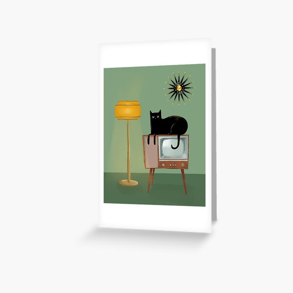 Item preview, Mid Century TV Cat designed and sold by KilkennyCat Art.