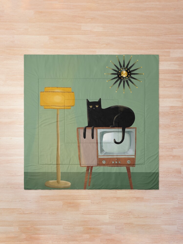 Alternate view of Mid Century TV Cat Comforter