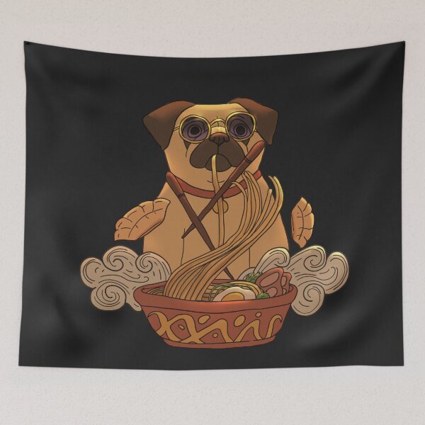 Item preview, pug eating Ramen  designed and sold by Miaart365.