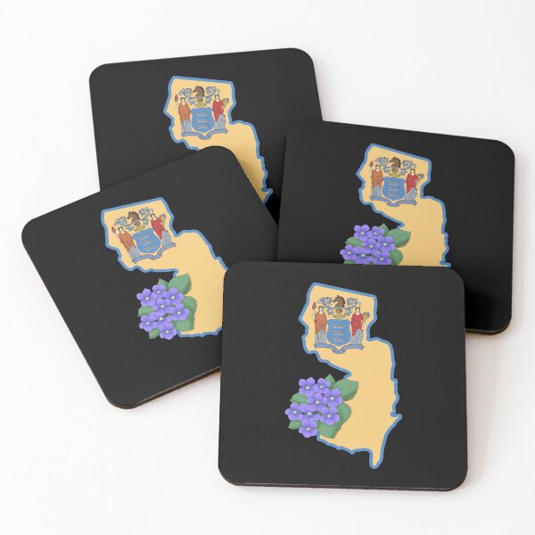 Item preview, State of New Jersey Flag with State Flower Common Blue Violet (Black) designed and sold by Gsallicat.