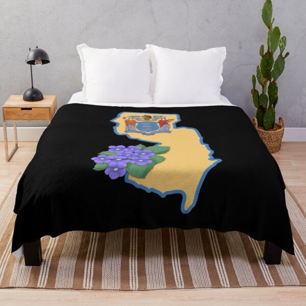 Item preview, State of New Jersey Flag with State Flower Common Blue Violet (Black) designed and sold by Gsallicat.