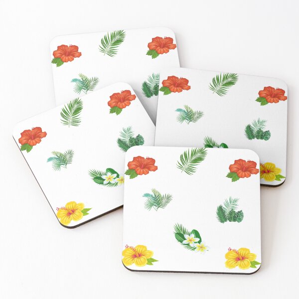 Item preview, Tropical Plants Pattern, Hibiscus Flowers, Palm Tree Leaves, Exotic Plants Pattern designed and sold by silviaol.