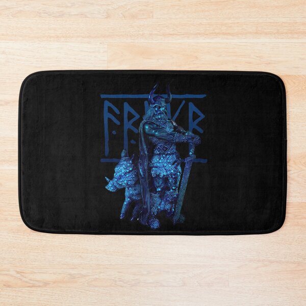 Item preview, Nordic peace and fertility God Freyr, Frey or Frej - electro blue designed and sold by PrintPit.