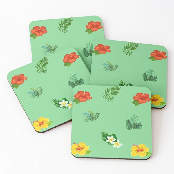 Item preview, Tropical Plants Pattern, Hibiscus Flowers, Palm Tree Leaves, Exotic Plants Pattern designed and sold by silviaol.