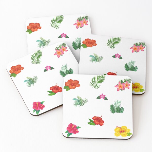 Item preview, Tropical Plants Pattern, Hibiscus Flowers, Palm Tree Leaves, Exotic Plants Pattern designed and sold by silviaol.