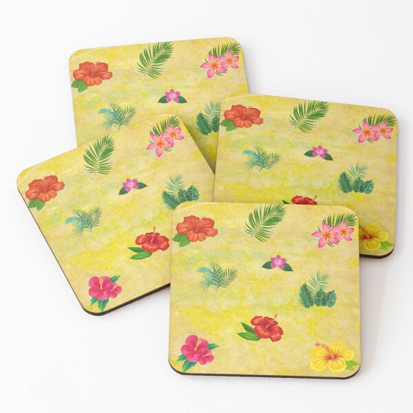Item preview, Tropical Plants Pattern, Hibiscus Flowers, Palm Tree Leaves, Exotic Plants Pattern designed and sold by silviaol.