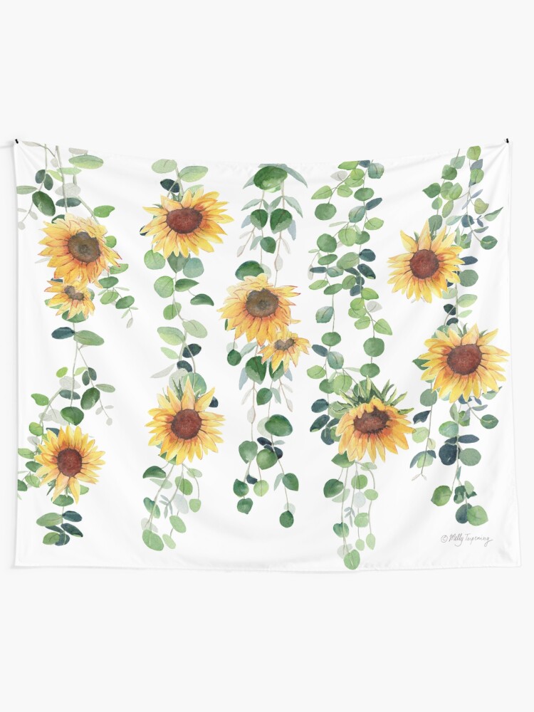 Alternate view of Eucalyptus and Sunflowers Garland Tapestry