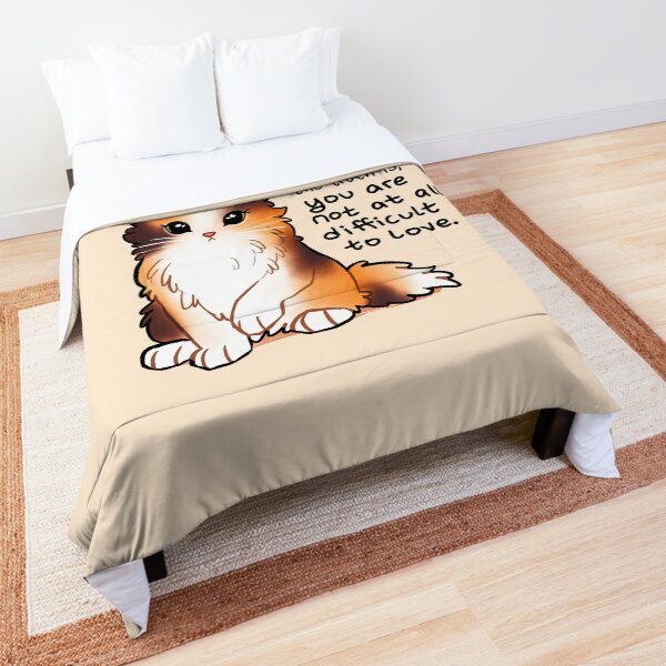 "You Are Not at All Difficult to Love" Calico Kitten Comforter