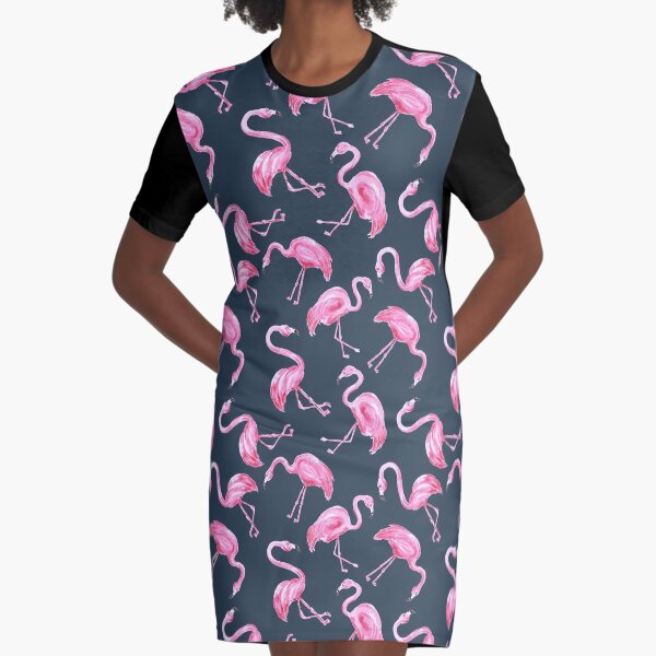 Let Your Inner Flamingo Out (dark background) Graphic T-Shirt Dress