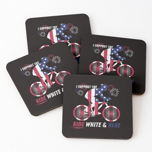 Item preview, I Support the Ride, White & Blue Bicycling Gift 4th of July designed and sold by The Masked Designer.