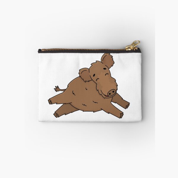 Item preview, Brown cute fluffy outline cartoon boar male wild pig, animal is happy, jumps and runs designed and sold by essskina.