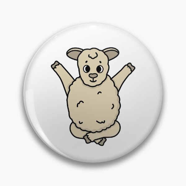 Item preview, Happy farm isolated sheep sits on the floor, front legs raised up designed and sold by essskina.