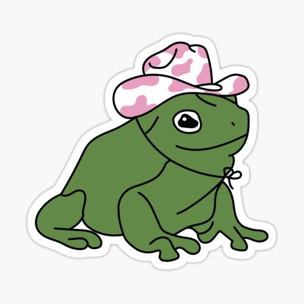 "Frog with A Cow Print Cowboy Hat" Sticker for Sale by abigailwiley