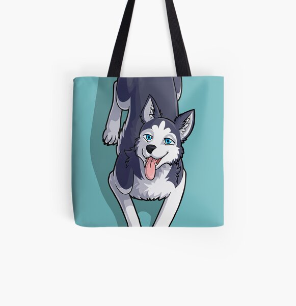 Husky Sitting All Over Print Tote Bag