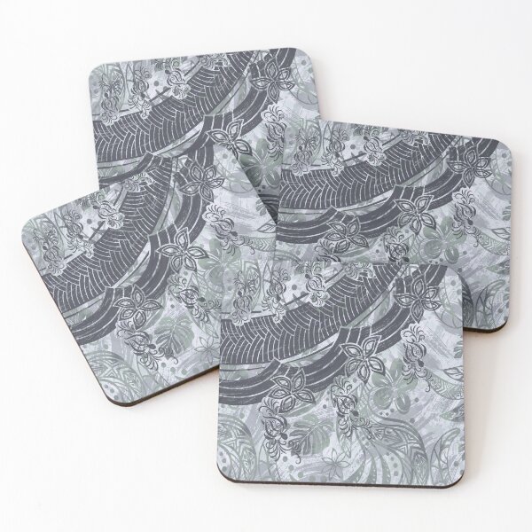 Item preview, Polynesian - Hawaiian - Samoan - Slate Tribal Floral designed and sold by sunnthreads.