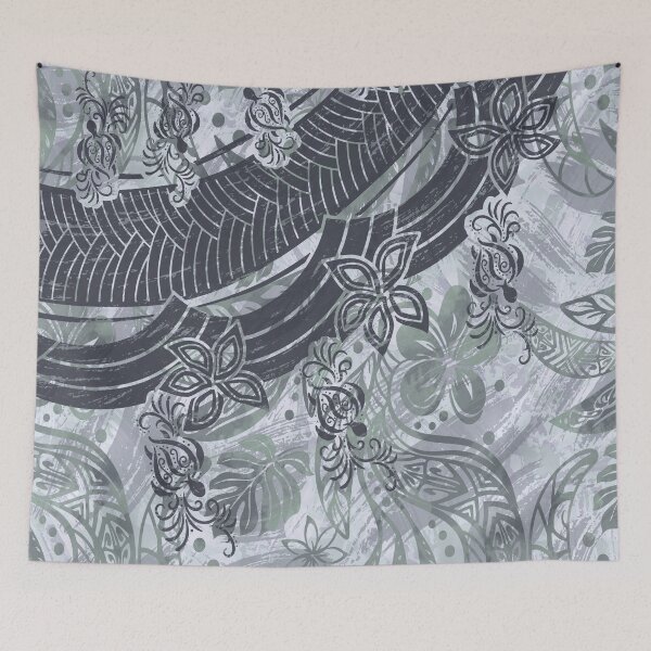 Item preview, Polynesian - Hawaiian - Samoan - Slate Tribal Floral designed and sold by sunnthreads.