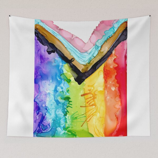 Item preview, Inclusive Pride Flag (Alcohol ink and mixed media pour) designed and sold by RoxyTocin.
