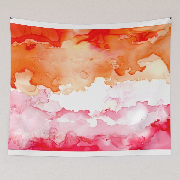 Item preview, Lesbian Pride Flag (Alcohol ink pour, horizontal)  designed and sold by RoxyTocin.