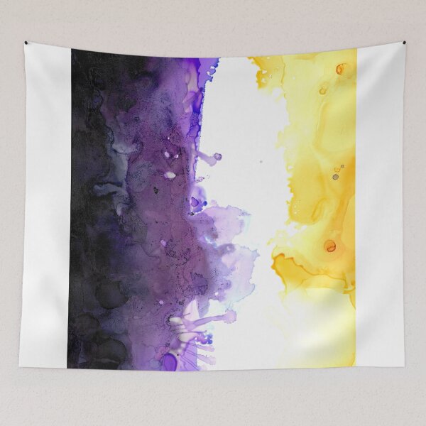 Item preview, Nonbinary Pride Flag (Alcohol Ink pour, Vertical) designed and sold by RoxyTocin.